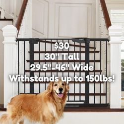 30” Tall x 29.7”-48” Wide Baby Gate Dog Gate Safety Gate Brand New Open Box Black Cumbor