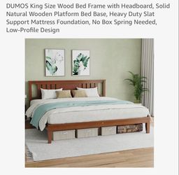 King size bed frame, headboard