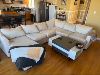 Living Spaces White Sectional Couch
