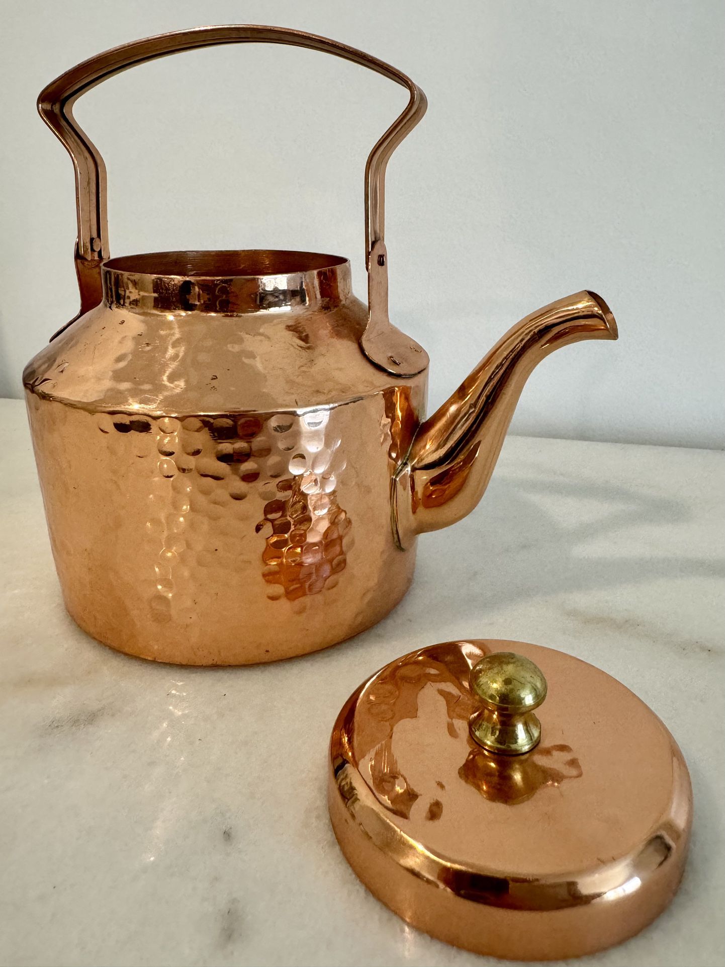 Vintage Hammered Copper Tea Kettle