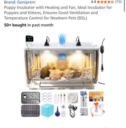 Puppy Incubator with Heating and Fan, Ideal Incubator for Puppies and Kittens, Ensures Good Ventilation and Temperature Control for Newborn Pets