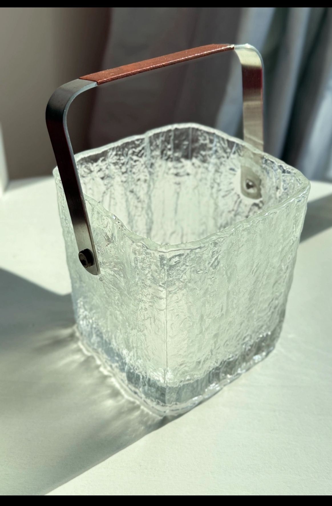 Vintage MCM Hoya Crystal Ice Bucket Glacier Japan Glass