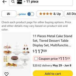 11 Pieces Metal Cake Stand Set WHITE