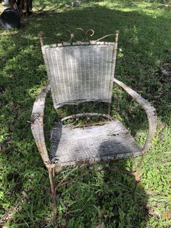 Vintage iron and wicker chair