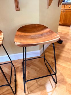 3 wood barstools
