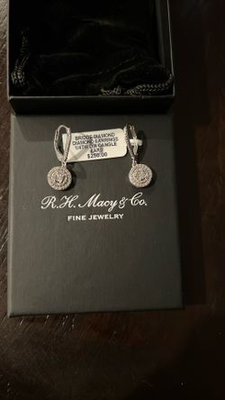 Diamond Circle Leverback Drop Earrings (1/4 ct. tw) in Sterling Silver, Created for Macy's