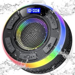 Bluetooth Shower Speakers IP7 Waterproof with Suction Cup,Dynamic LED Lights New