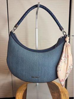 Nine West Jolene Denim Blue Crescent Handbag