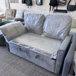 ✨ NEW! 3-in-1 Pull-Out Sofa Bed w/ 2 Pillows & Adjustable Backrest – Gray ✨