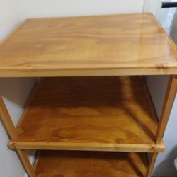 Wooden Table With Shelves