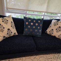 Blue Fabric Sofa Set
