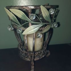 Small Metal And Glass Candle Holder