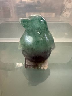 Green Fluorite Crystal Carved Penguin Figurine