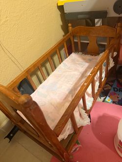 Wooden doll crib
