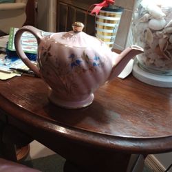  Antique Tea Pot Blue Pink Gold