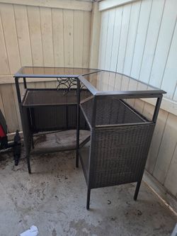 Outdoor Patio Bar Table with Glass Top