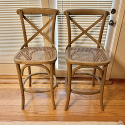 RH Madeleine Armless Counter Stool Set Weathered Oak  