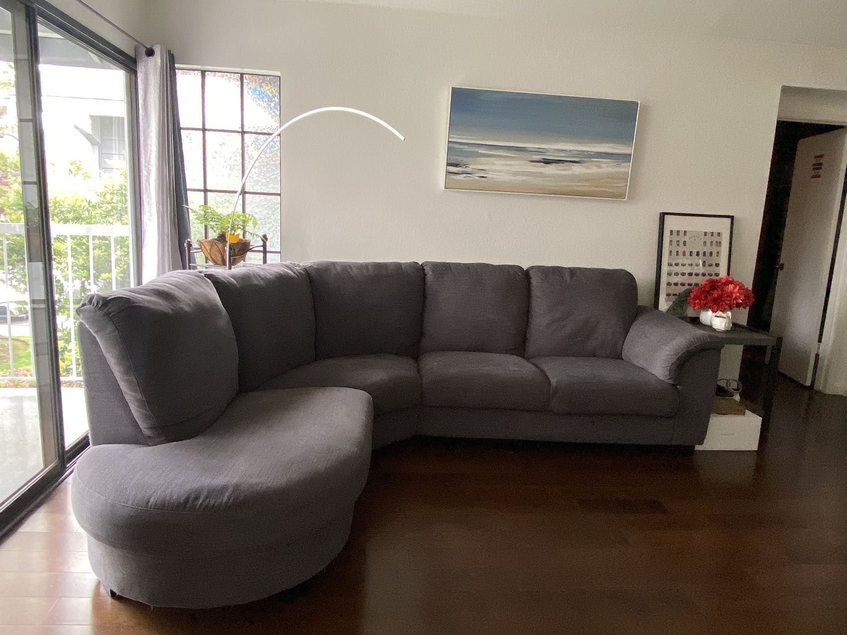 Fabric Grey Corner Sofa Set