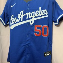 Mookie Betts #50 Men's Los Angeles Dodgers Nike Blue Alternative Jersey