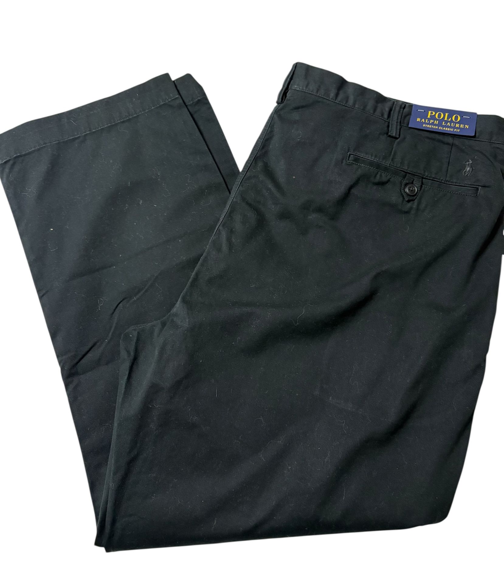 NEW Polo Ralph Lauren Men’s Black Chino Pants Stretch Classic Fit Size 46B x 30