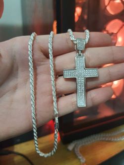 CZ Pendant With Rope Chain