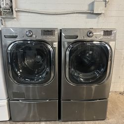 ✨ LG Front Load Washer & Gas Dryer Set with Pedestals ✨
