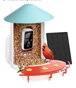 Smart Hummingbird Feeder with Camera, Auto Capture Bird Videos & Birdwatching Up-Close, 2 in 1 Feeders Attract More Hummingbirds
