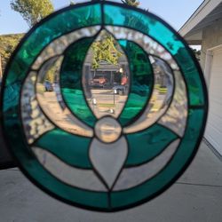Antique Large Stained Glass Suncatcher - Custom Handmade Artwork 10 inches