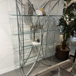 Butterfly Chrome Glass Bookshelf 