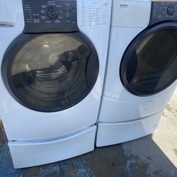 Kenmore Elite Front Loads With Pedestals White Color Washer And Dryer 