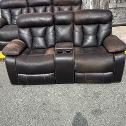 Dark Brown, Leather Sofa Set