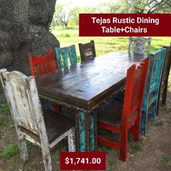 Tejas Rustic Dining Table+ Chairs 