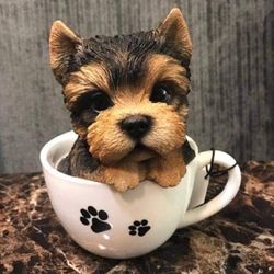 Yorkshire Terrier Yorkie Teacup Puppy Dog 5-1/8”W x 4-1/2”D x 5-5/8”H NEW in Box!