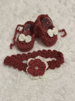 Baby Booties And Headband 