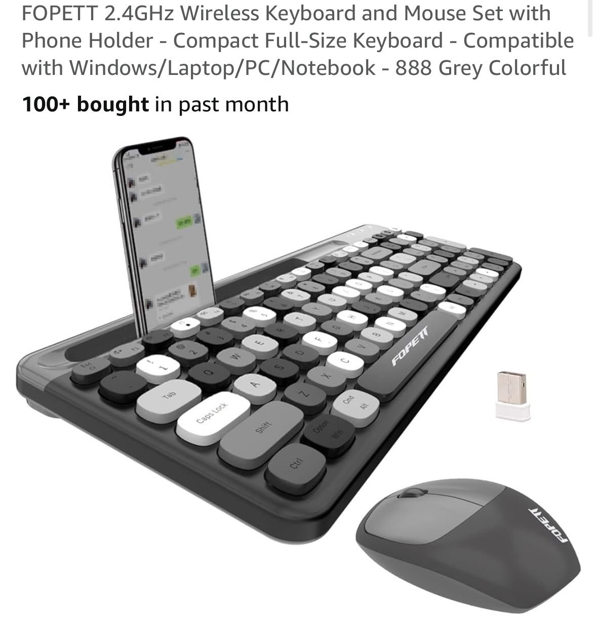 Wireless Keyboard & Mouse Set w/Phone Holder