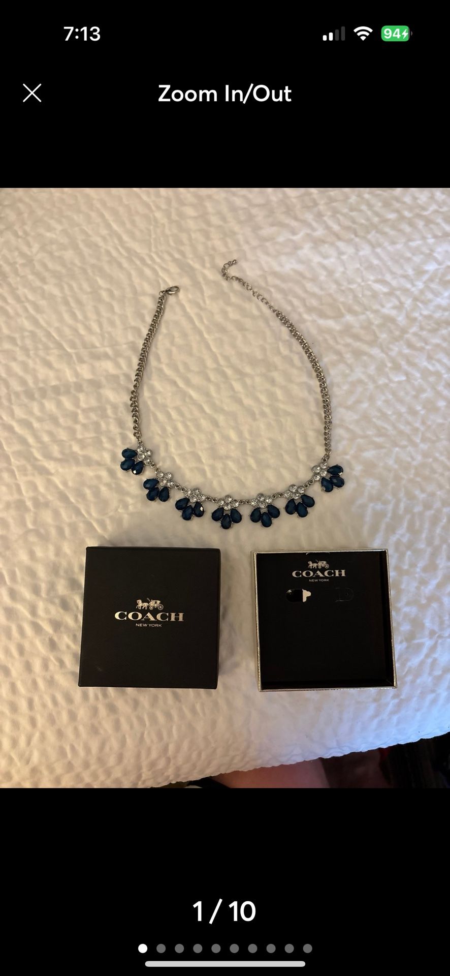 Coach Necklace Beautiful Blue Stone. CG083