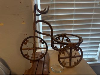 Vintage Wicker Ratan Tricycle Bike Planter Plant Stand