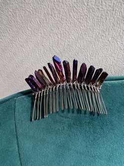 iridescent purple crystal hair comb