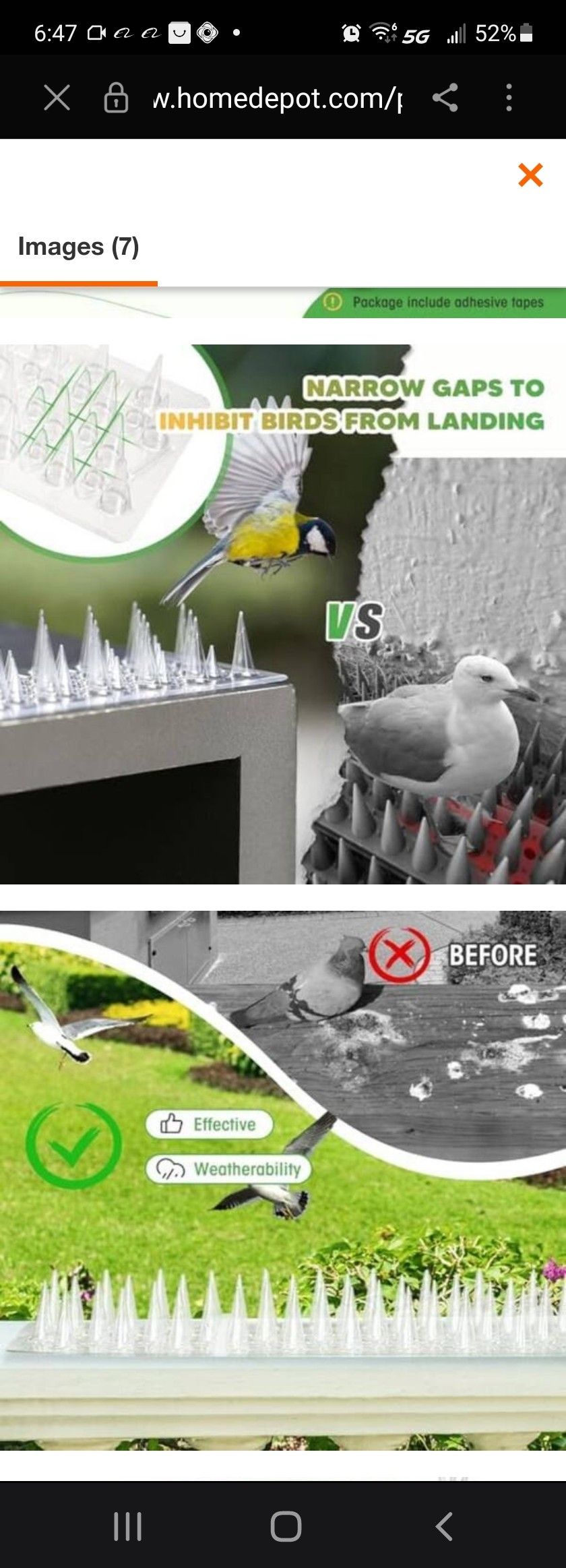 36-Pack Clear Transparent PVC Bird Spikes for Narrow Landing Gaps and Precision Deterrent