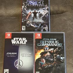 Nintendo Switch Star Wars Games  All three games are working and in original case. All three are Aspyr remakes for switch. The force unleashed and rep