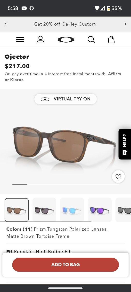 Bard New Oakley Ojector Prism Tungsten Polarized Sunglasses