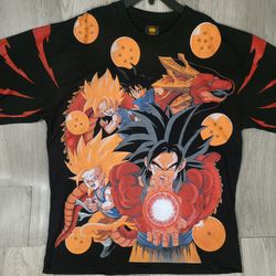 Dragon Ball All-Over Print Graphic T-Shirt Goku & Super Saiyan Forms | Full Front & Back Design