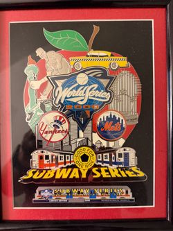 Framed 2000 subway series commemorative puzzle pinset limited edition
