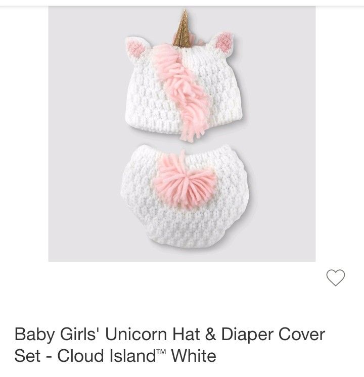 Baby Girl's Unicorn hat & Diaper Cover Set