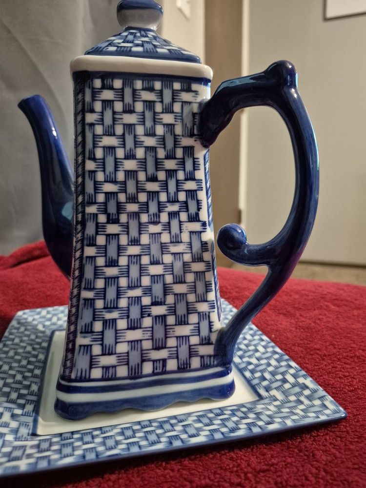 PORCELAIN CHINA TEA ....22 INCHES TALL 3 PIECES NEW ORIGINAL $250.