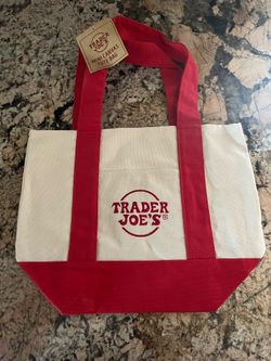 Trader Joe's Mini Canvas Tote Bag in red