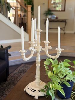 Large Vintage Style Cast Iron 5-Arm Candelabra – 26” Tall