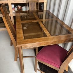 Table W Wicker & Glass & 6 Chairs