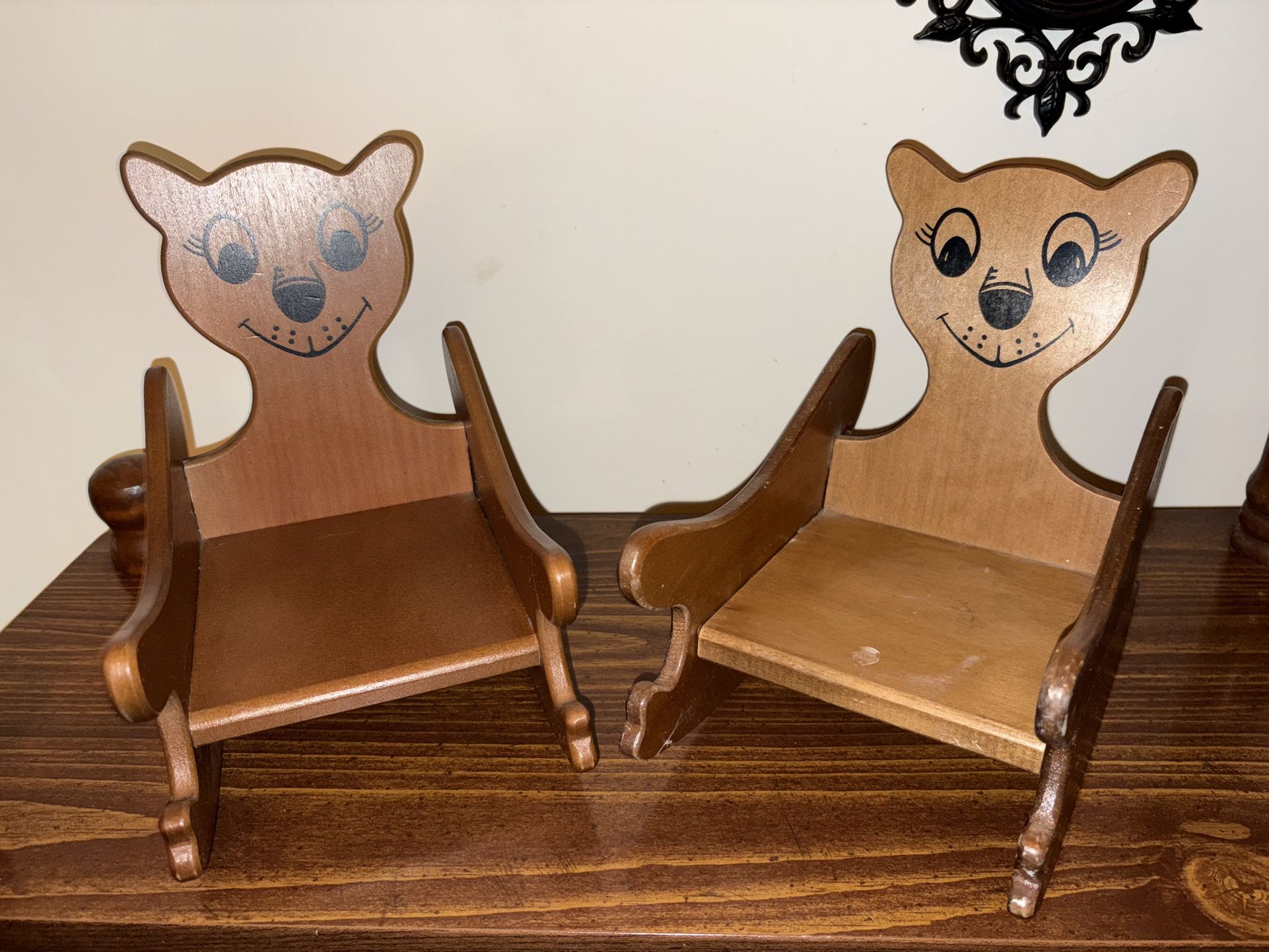 Vintage Wooden Bear Chairs (Set of 2)