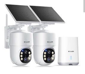 SOLIOM- True 5MP HD Security Cameras Wireless Outdoor, Solar Powered Home Security Camera with 360° Auto Tracking, Pan & Tilt, Spot Light Night Vision